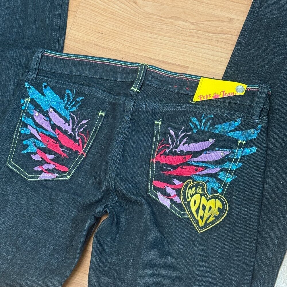 Vintage Pepe Jeans 'Love is the Answer' Blue/Pink size 29